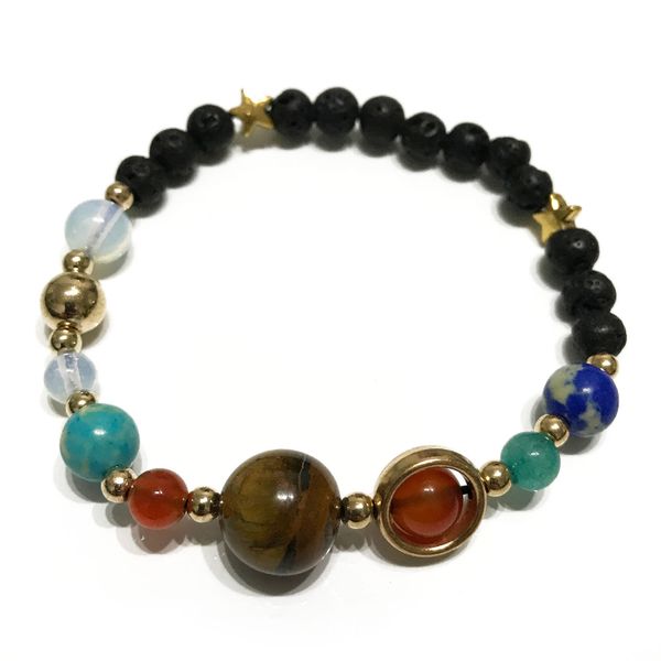 Bracelet Pierre de Lave - Système Solaire Or