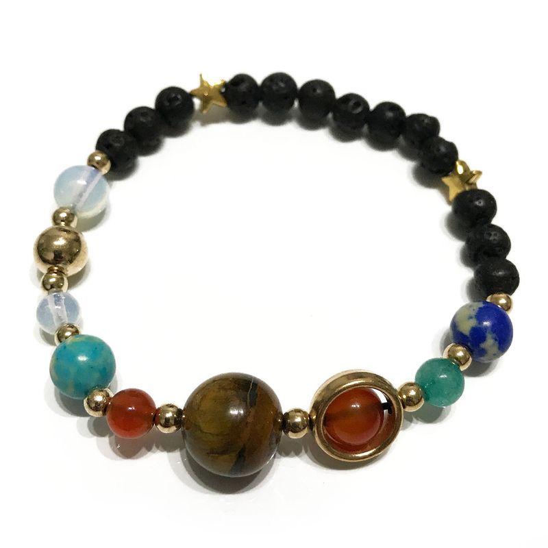 Bracelet Pierre de Lave - Système Solaire Or