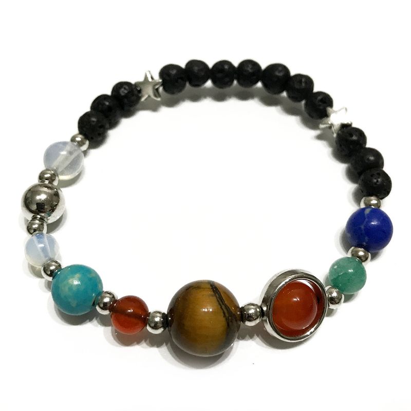 Bracelet Pierre de Lave - Système Solaire Argent