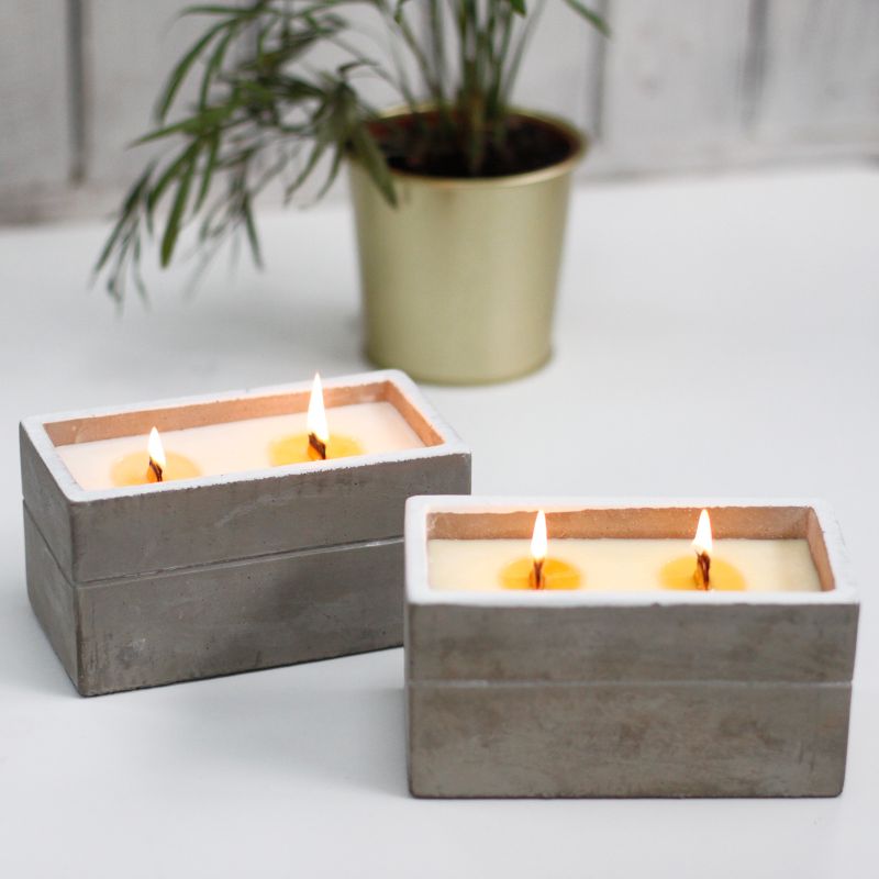 Bougie Béton Boîte - Clou de Girofle / Bois de Santal