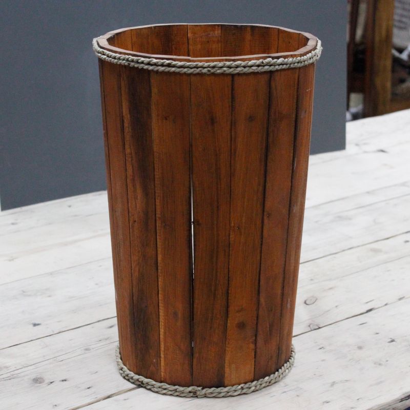 Grande Panière Nautique en Bois - Marron 45x32cm