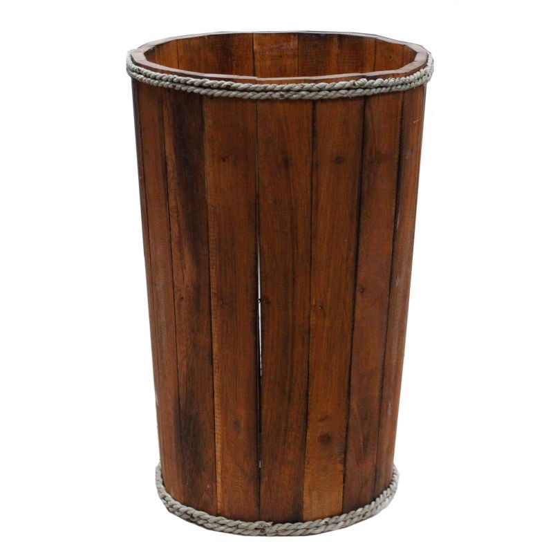Grande Panière Nautique en Bois - Marron 45x32cm