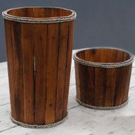 Grande Panière Nautique en Bois - Marron 45x32cm