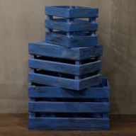 Lot de 3 Caisses en Bois - Bleu