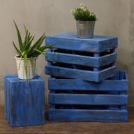 Lot de 3 Caisses en Bois - Bleu