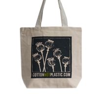 Sac Cabas Éco 'Cotton Not Plastic' -(4 modèles assortis)