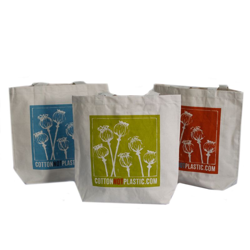 Sac Cabas Éco 'Cotton Not Plastic' -(4 modèles assortis)