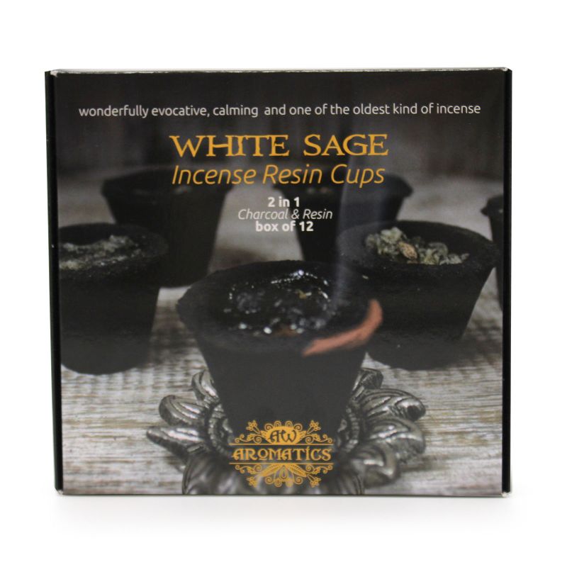 Boite de 12 Coupelles Résine - Sauge Blanche