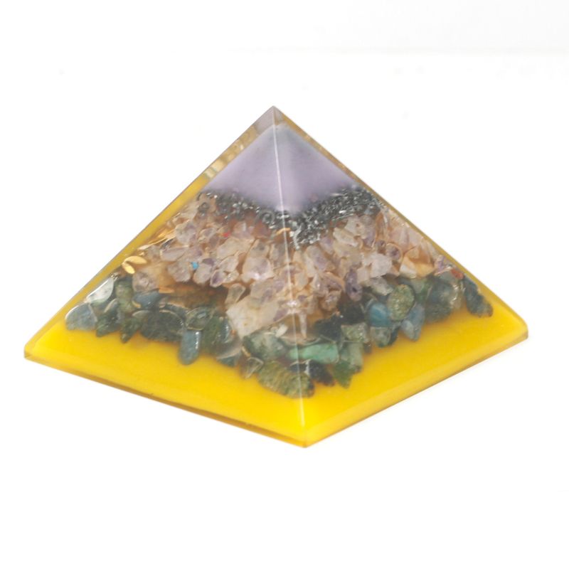 Grande Pyramide d'Orgonite 70cm - Arbre (base dorée)