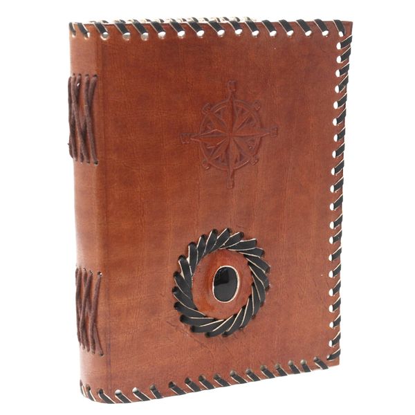 Carnet Cuir Onyx Noir Compas (17.78x12.7 cm)