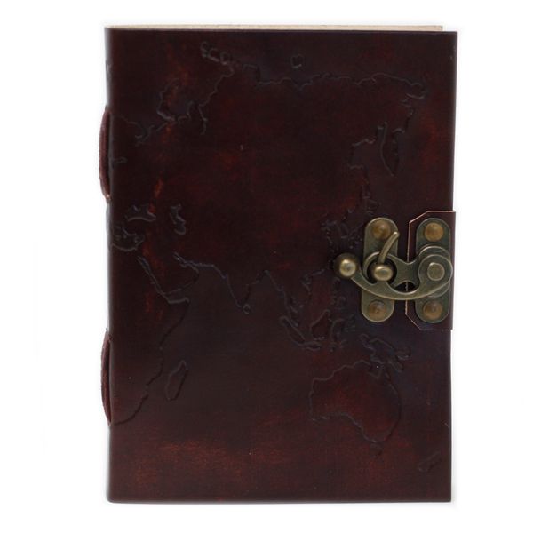 Carnet En Cuir Carte Du Monde (17.78x12.7cm)