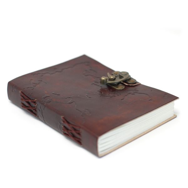 Carnet En Cuir Carte Du Monde (17.78x12.7cm)