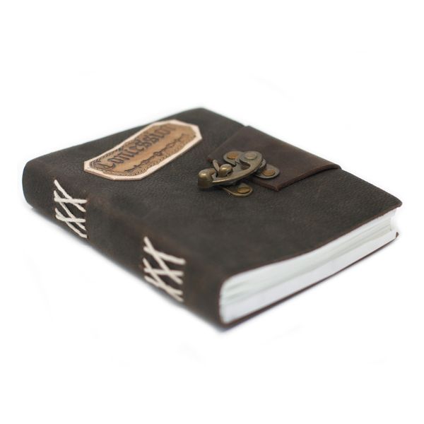 Carnet En Cuir Noir Confessions Avec Verrou (17.78x12.7cm)