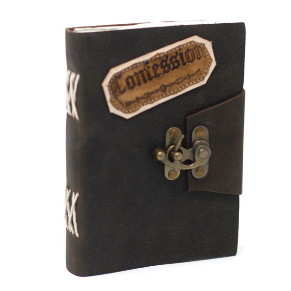 Carnet En Cuir Noir Confessions Avec Verrou (17.78x12.7cm)