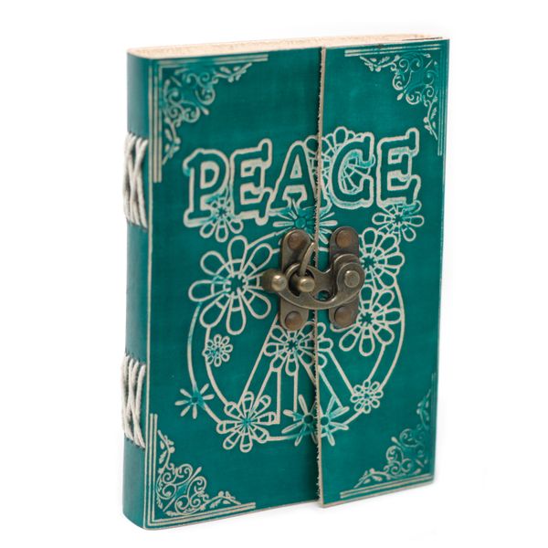 Carnet En Cuir Vert Havre De Paix Avec Verrou (17.78x12.7cm)