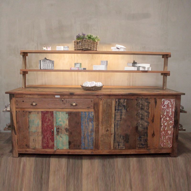 Table Centrale avec étagères 207x97x80cm