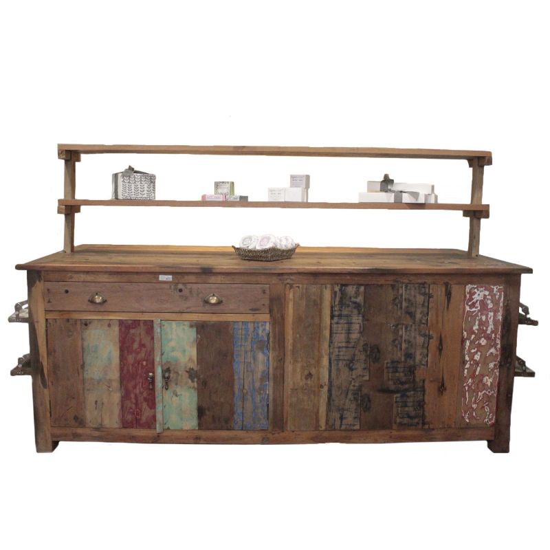 Table Centrale avec étagères 207x97x80cm