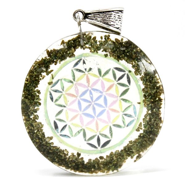 Pendentifs Orgonite - Mandala Roche Verte