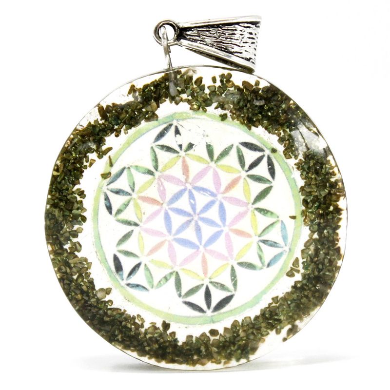 Pendentifs Orgonite  -  Mandala Roche Verte
