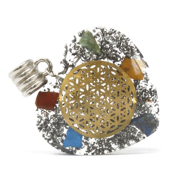Pendentifs Orgonite - Coeur Sept Chakra
