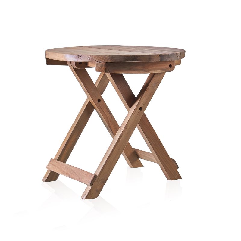 Table Basse Pliante en Teck Recyclé - Ronde 50x50cm