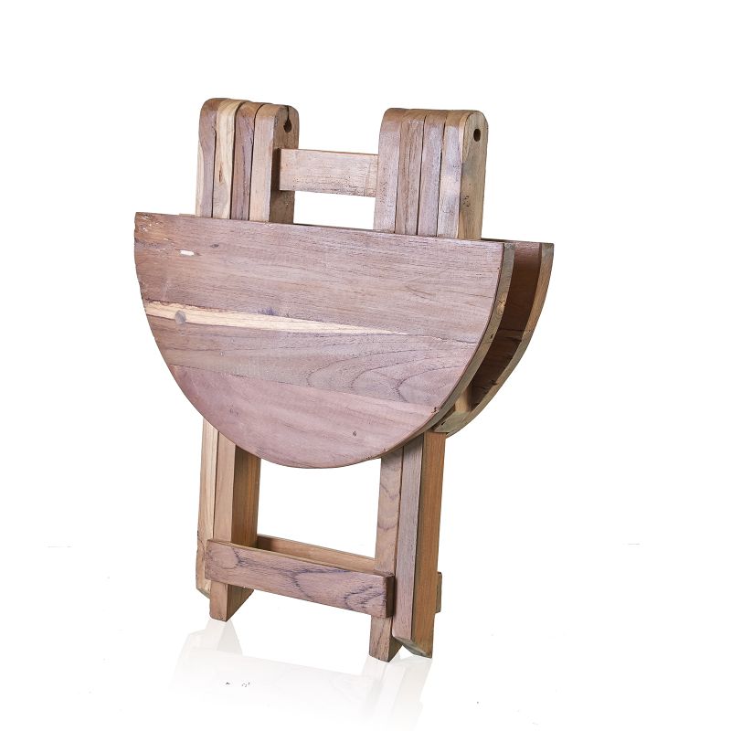 Table Basse Pliante en Teck Recyclé - Ronde 50x50cm
