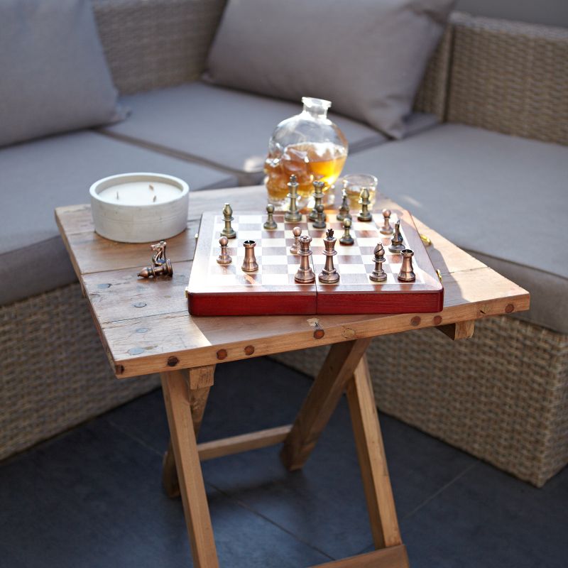 Table Basse Pliante en Teck Recyclé - Carrée 50x50cm