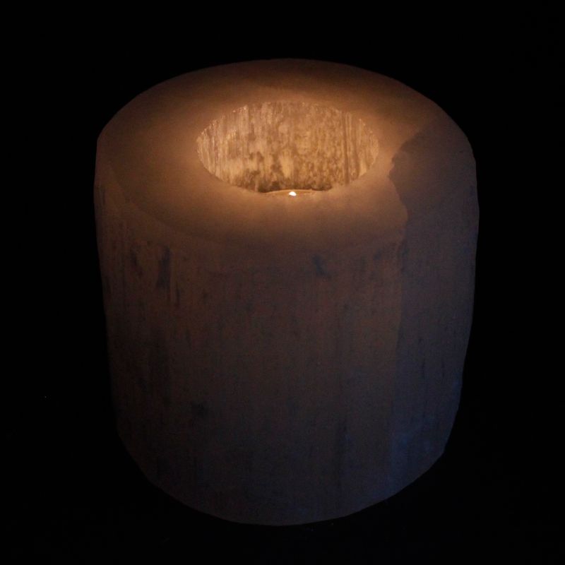 Bougeoir Sélénite Cylindre - 8 cm