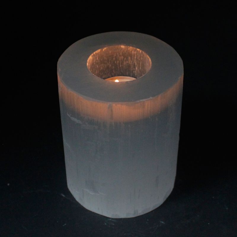 Bougeoir Sélénite  Cylindre - 10 cm