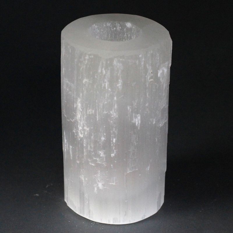 Bougeoir Sélénite  Cylindre- 15 cm