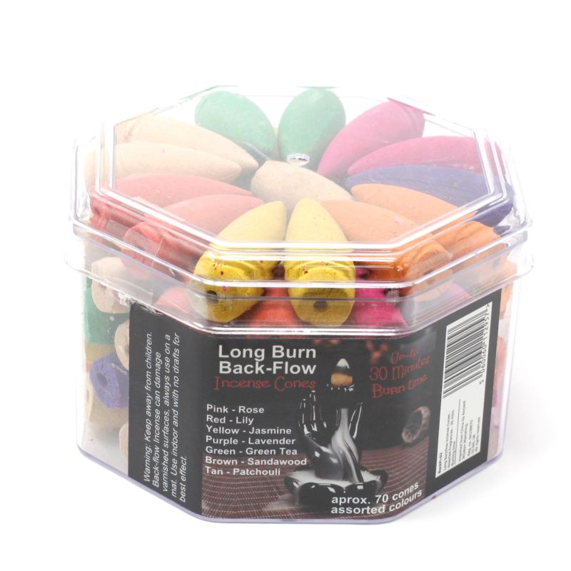 Boite Longs Cônes d'Encens pour Fontaine - Assortiment de Senteur - 30 mins de Combustion