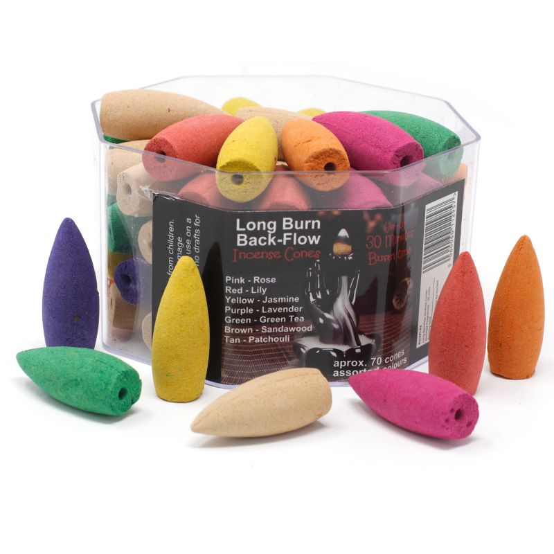 Boite Longs Cônes d'Encens pour Fontaine - Assortiment de Senteur - 30 mins de Combustion