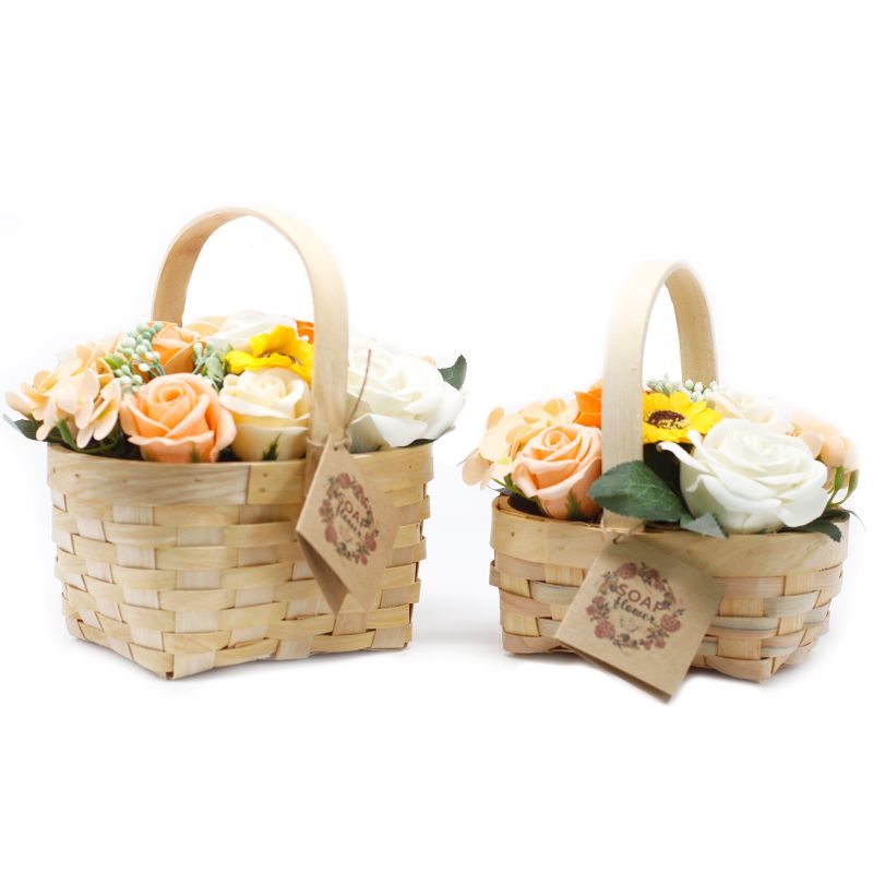 Bouquet Panier en Osier Large - Rose