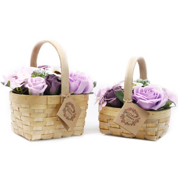 Bouquet Panier en Osier medium - Rose
