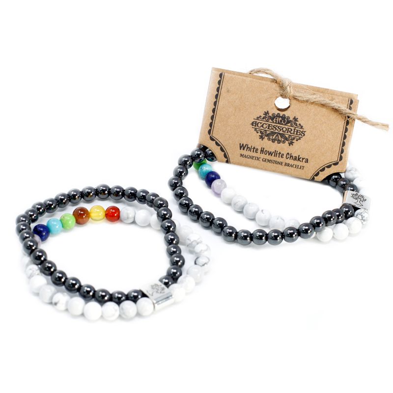 Bracelets Magnétiques -  Howlite Blanche Chakra