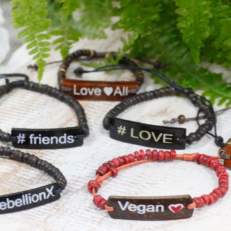 Bracelets en Coco Slogan - Vegan