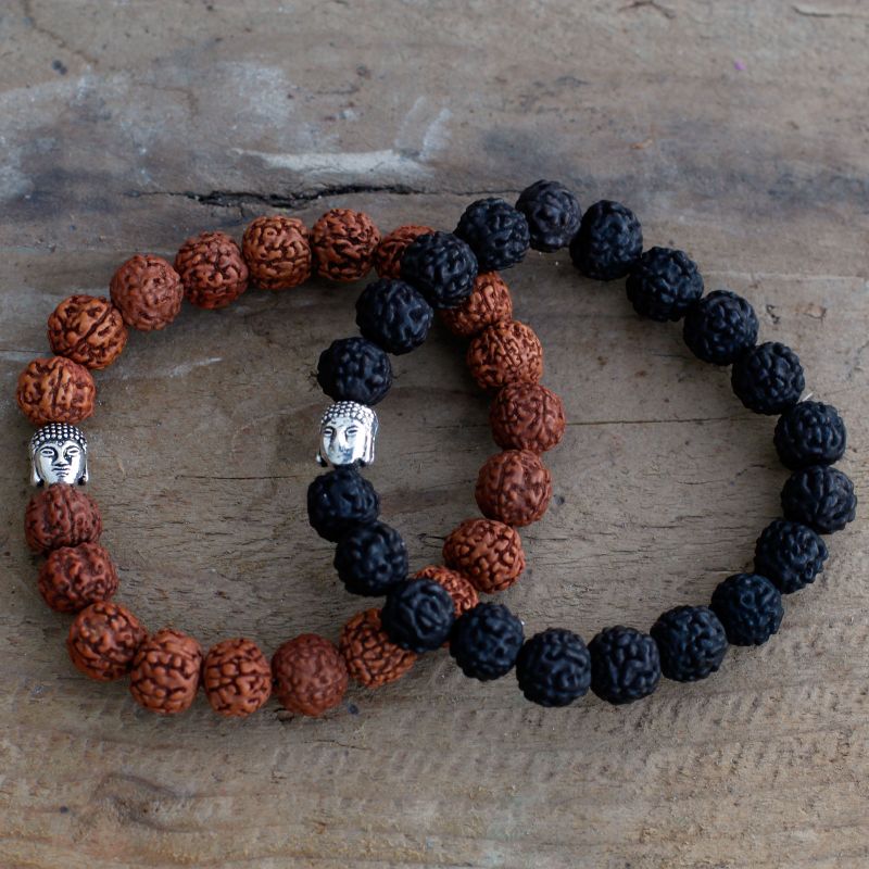 Mala Rudraksha Bouddha-Noir
