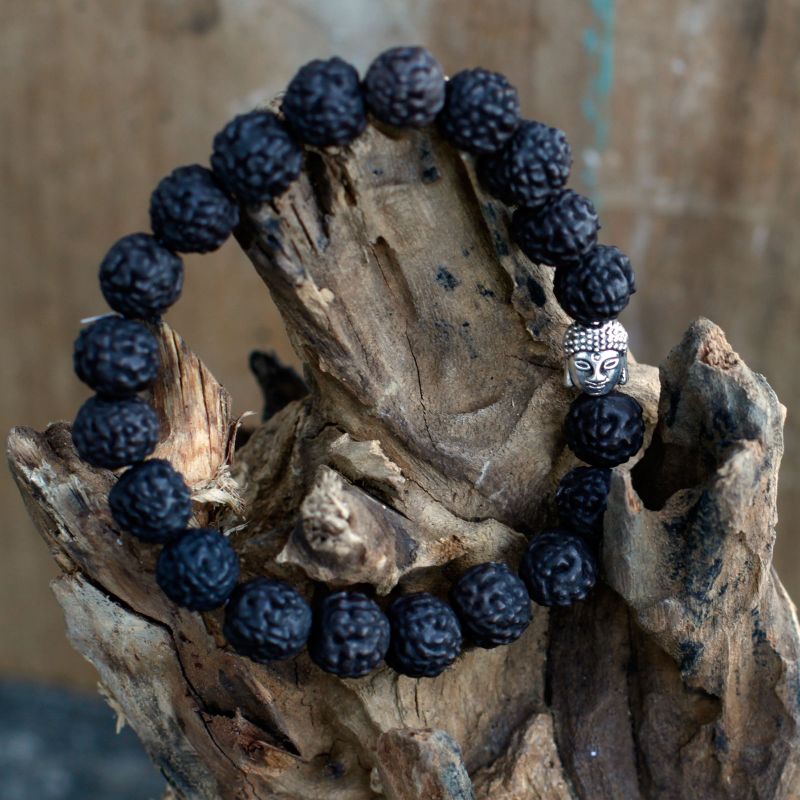 Mala Rudraksha Bouddha-Noir