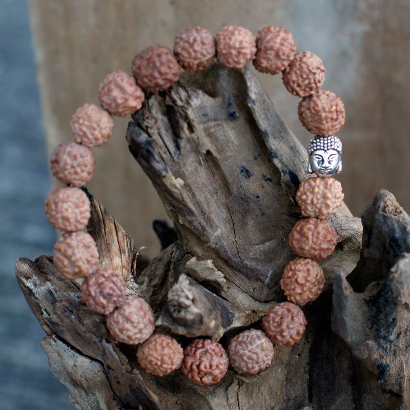 Mala Rudraksha Bouddha-Marron