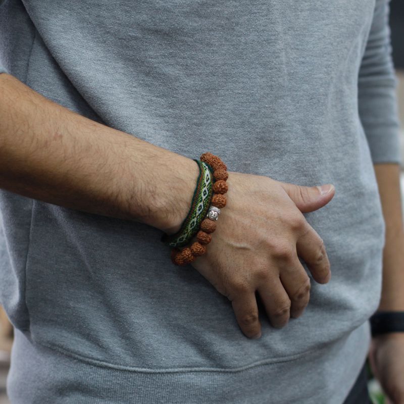 Mala Rudraksha Bouddha-Marron