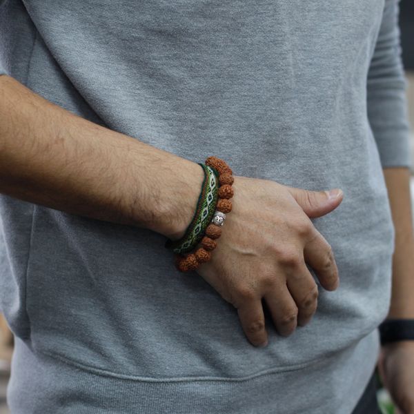 Mala Rudraksha Bouddha-Marron