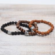 Bracelet Perles Marrons & Buddah