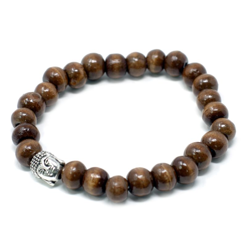 Bracelet Perles Marrons & Buddah