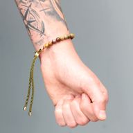Bracelet en Gemme plaqué or 18K - Cordon Vert Mousse - Jaspe Picasso