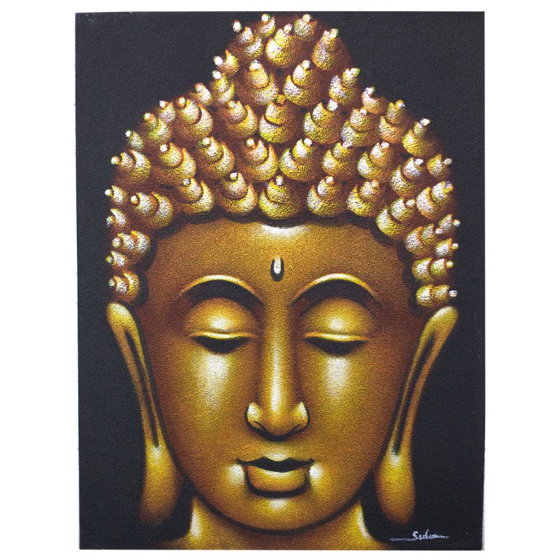 Tableau Bouddha - Finition Sable Doré