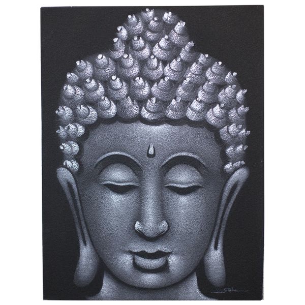 Tableau Bouddha - Finitions Sable Argenté