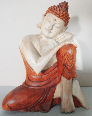 Statue Bouddha Sculptée Main - 25cm - Pensif