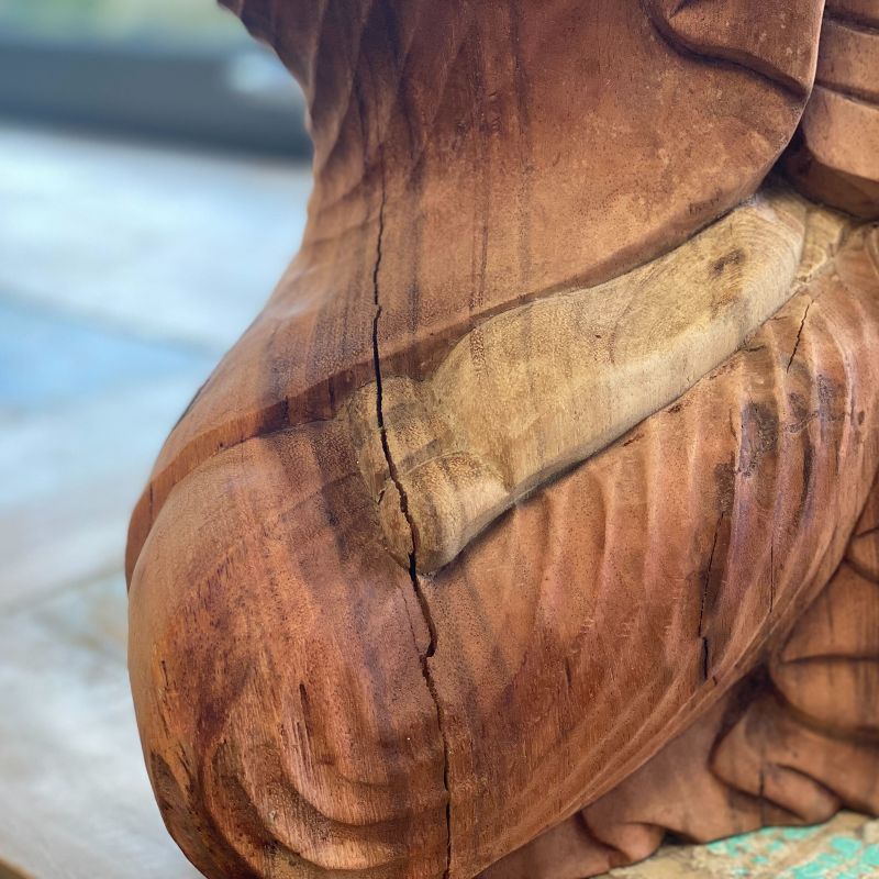 Statue Bouddha Sculptée Main - 30cm - Pensif