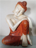 Statue Bouddha Sculptée Main - 30cm - Pensif