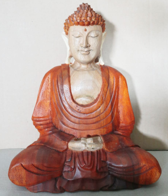 Statue Bouddha Sculptée Main - 30cm - Mains Basses